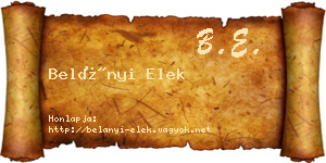 Belányi Elek névjegykártya